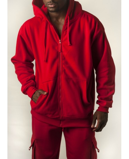 Royal Blue Blanc Zip Hoodie Red