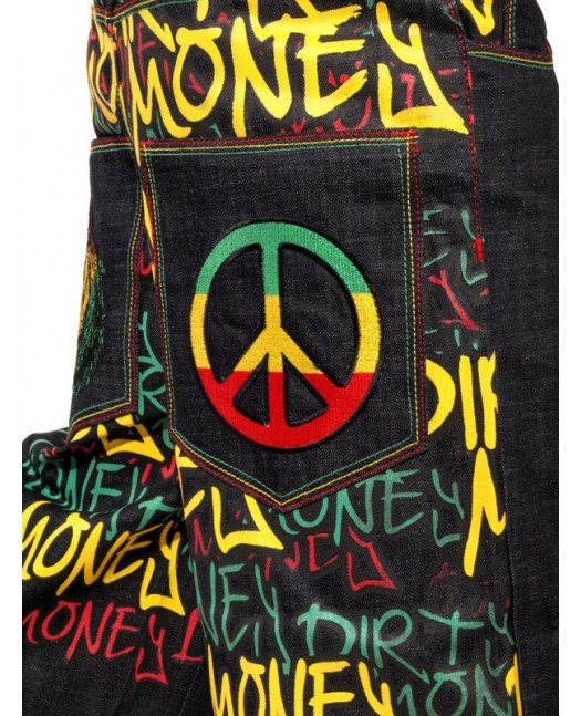 Dirty Money Rasta Peace Lion Jeans...