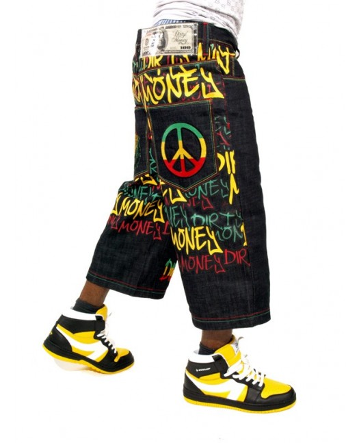 Dirty Money Rasta Peace Lion Jeans...