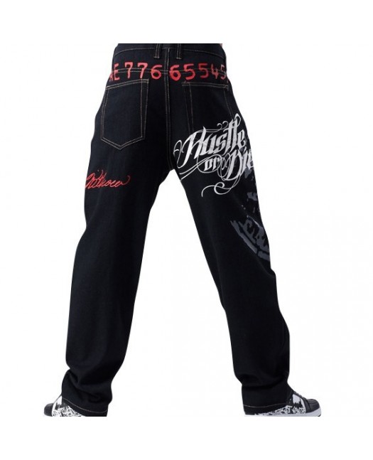 Hustle Or Die Dark Baggy Jeans