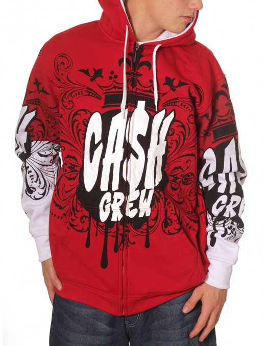Cash Crew Red Zip hoody Townz Brand