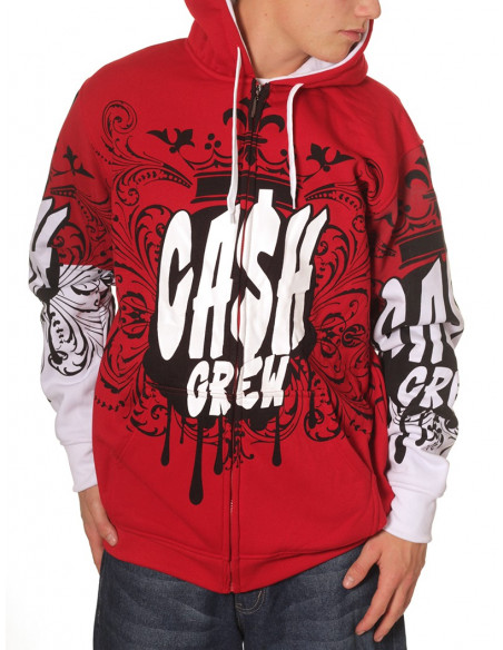 Cash Crew Red Zip hoody Townz Brand