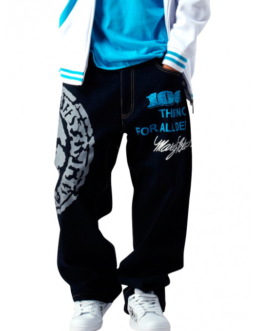 Townz Baggy Jeans Hustle Or Die Blue