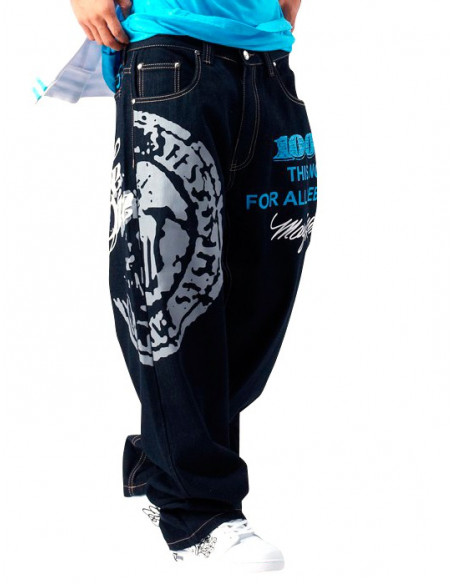 Townz Baggy Jeans Hustle Or Die Blue