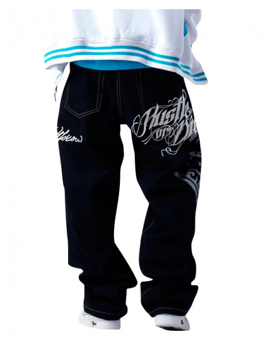Townz Baggy Jeans Hustle Or Die Blue