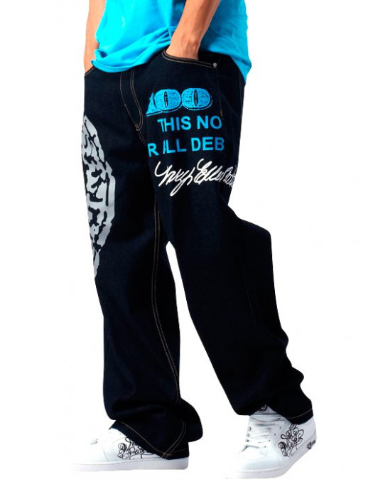 Townz Baggy Jeans Hustle Or Die Blue