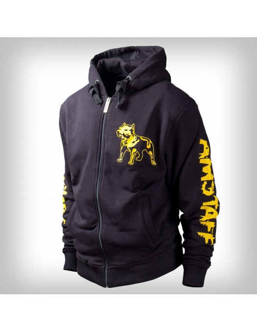 Amstaff Zip Hoodie Yellow Logo Black