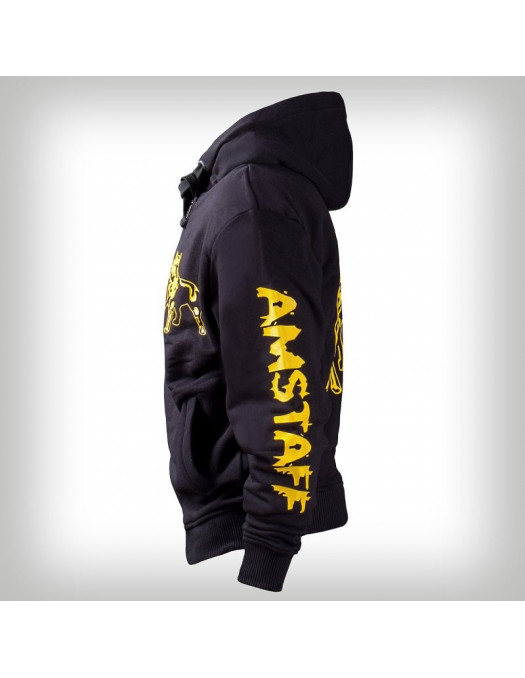 Amstaff Zip Hoodie Yellow Logo Black