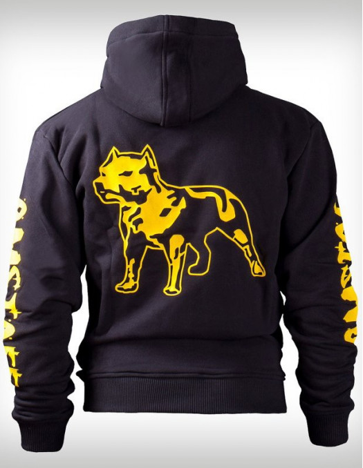 Amstaff Zip Hoodie Yellow Logo Black