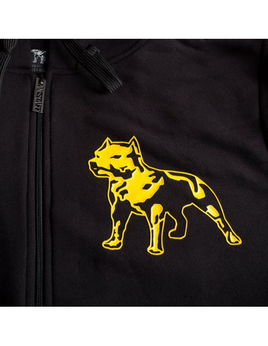 Amstaff Zip Hoodie Yellow Logo Black