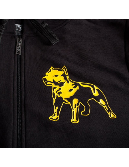 Amstaff Zip Hoodie Yellow Logo Black