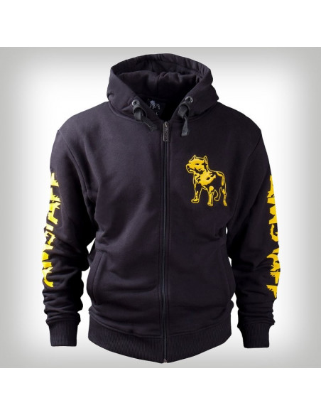 Amstaff Zip Hoodie Yellow Logo Black