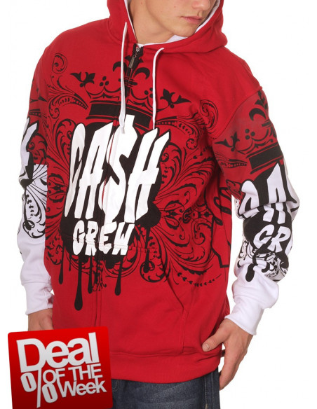 Cash Crew Red Zip hoody Townz Brand
