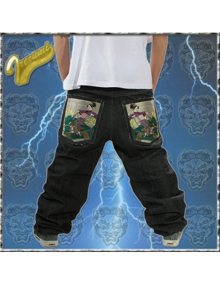 Irezumi Baggy Jeans, Japanese Red Monkey