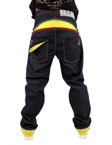 Dirty Money Baggy Zip Arc Rasta Jeans