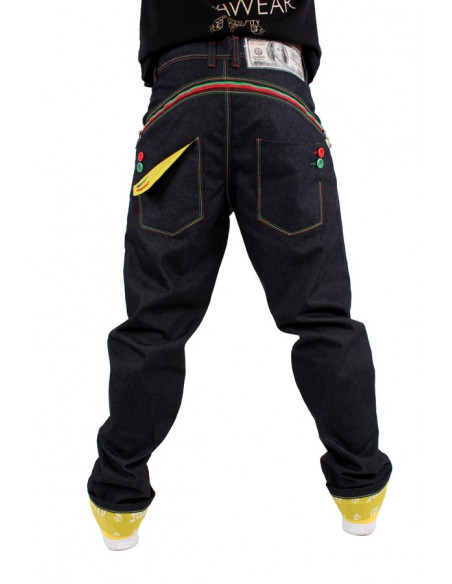 Dirty Money Baggy Zip Arc Rasta Jeans