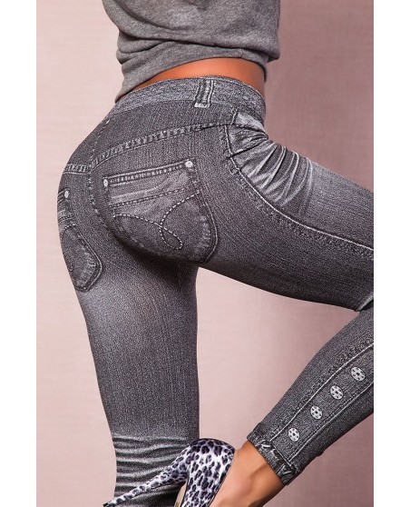 Printed Jeans Leggings Grey