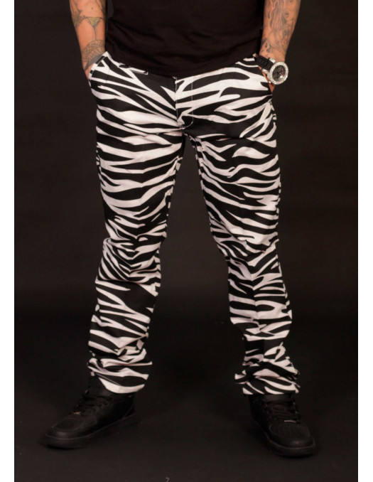 Animal Chino Pants Zebra White