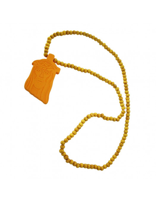 Wood necklace, Jesus Yellow