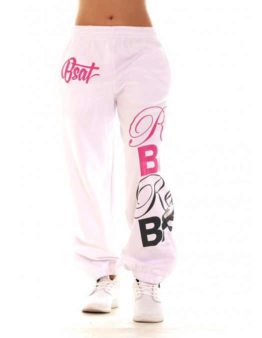RebelBabe White Sweatpants PinkNGrey by BSAT