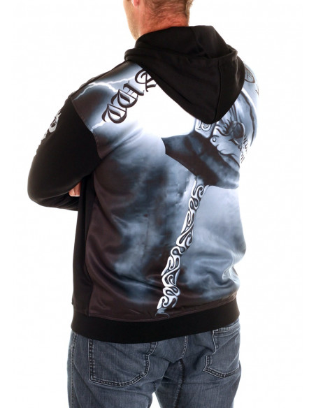 Nordic Worlds Thor's Hammer Hoodie BlackNBlueGrey