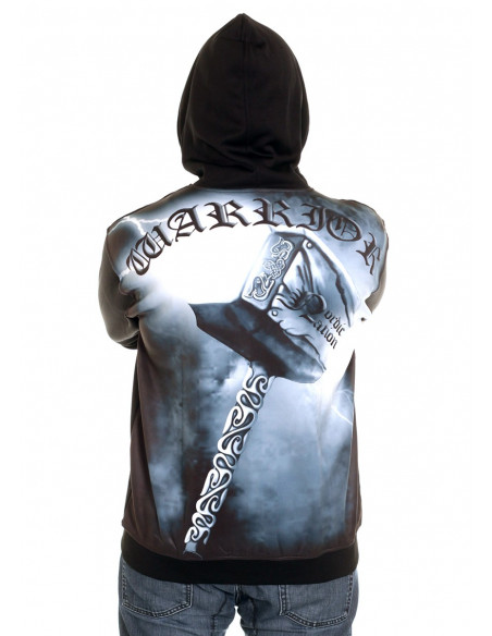 Nordic Worlds Thor's Hammer Hoodie BlackNBlueGrey