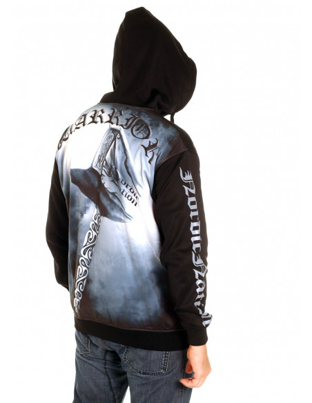 Nordic Worlds Thor's Hammer Hoodie BlackNBlueGrey