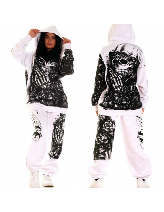 BSAT Praying Skull ZipHoodie WhiteNBlack
