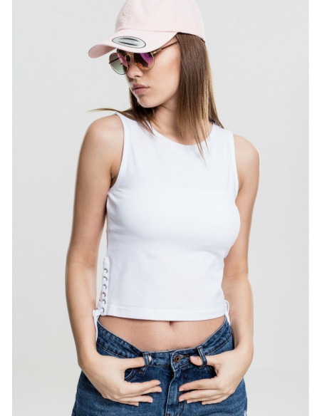 Sporty Lace Up Cropped Top White