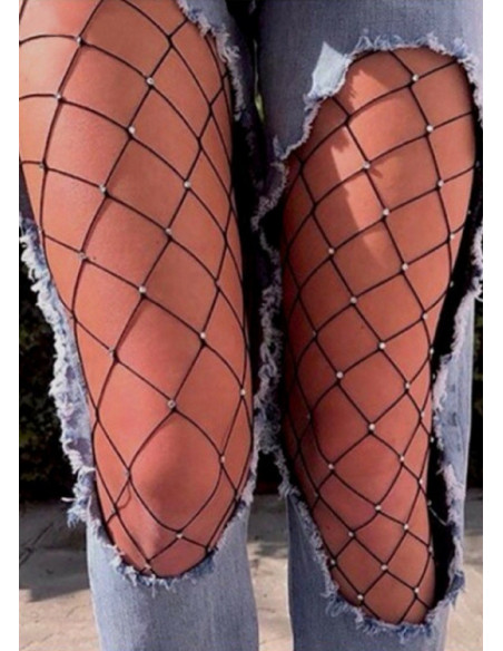 Sparkle Fishnet Stockings Black