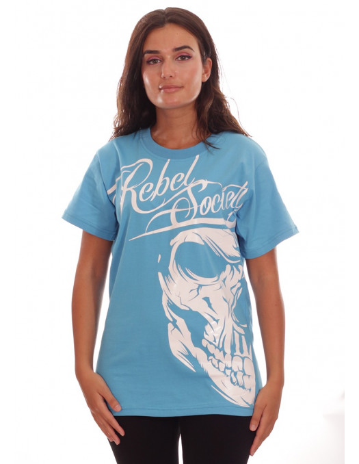 Rebel Society Skull T-Shirt Skyblue by BSAT