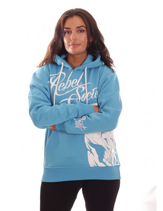Rebel Society Skull Hoodie SkyBlue