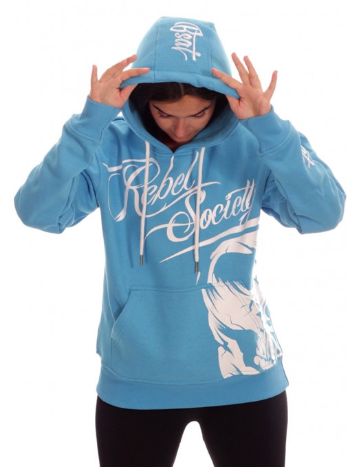 Rebel Society Skull Hoodie SkyBlue
