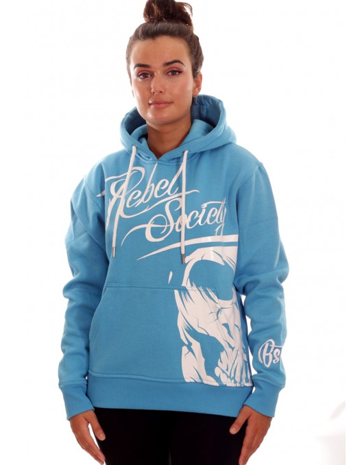 Rebel Society Skull Hoodie SkyBlue