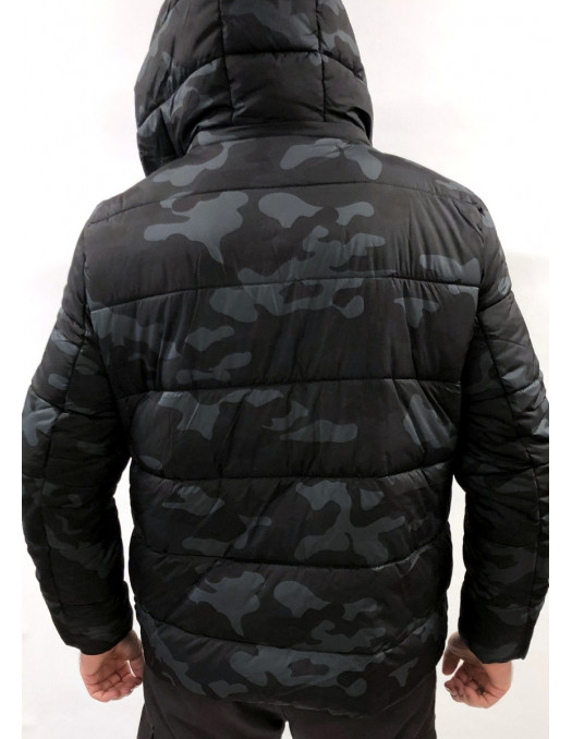Hooded Dark Camo Puffer Jacket