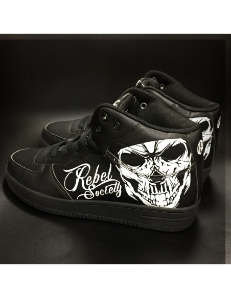 Rebel Society Skull Sneakers by BSAT BlackNWhite