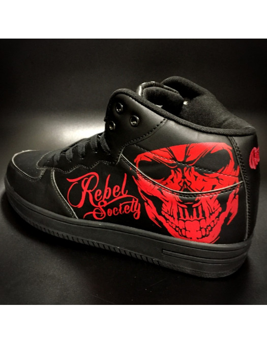 Rebel Society Skull Sneakers by BSAT BlackNRed
