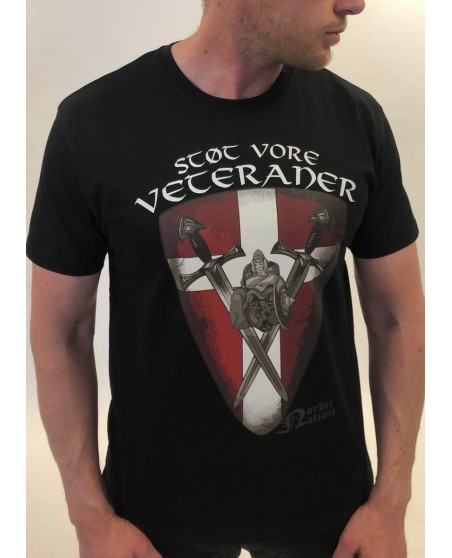 Støt vore Veteraner T-Shirt Front Black by Nordic Worlds Premium Cotton