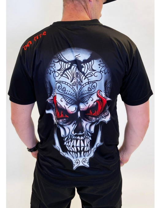 BSAT Skull on Fire T-Shirt Black
