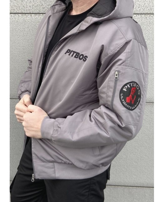 Pitbos Dog Winter Jacket GreyNBlack