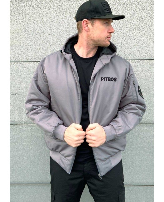 Pitbos Dog Winter Jacket GreyNBlack