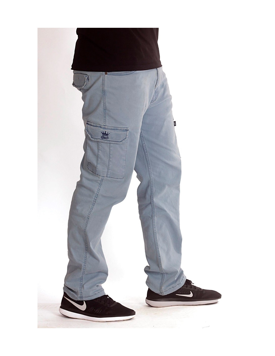 Denim Cargo Pants Light Blue by BSAT
