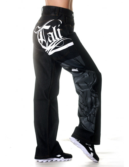 Cali Skull Jeans Black Baggy by BSAT