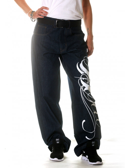 Art Script Logo Jeans Baggy by BSAT