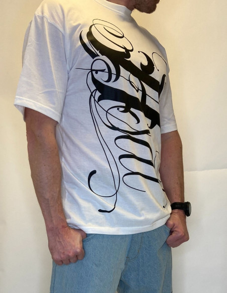BSAT Art Script T-Shirt WhiteNBlack Baggy