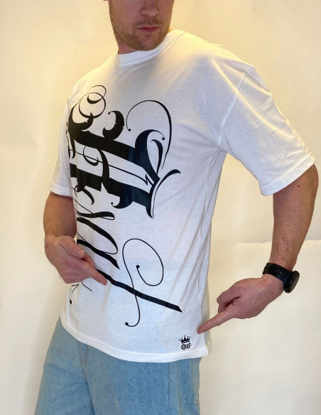 BSAT Art Script T-Shirt WhiteNBlack Baggy