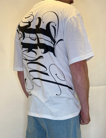BSAT Art Script T-Shirt WhiteNBlack Baggy
