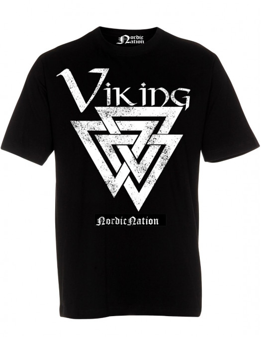 Viking Valknut T-Shirt BlackNWhite by Nordic Nation