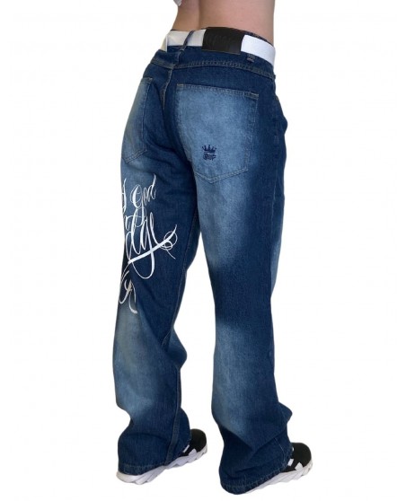 Only God can Judge Baggy Jeans Washed Blue by BSAT