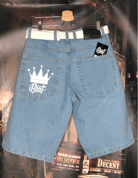 BSAT Baggy Denim Crown Shorts Skyblue